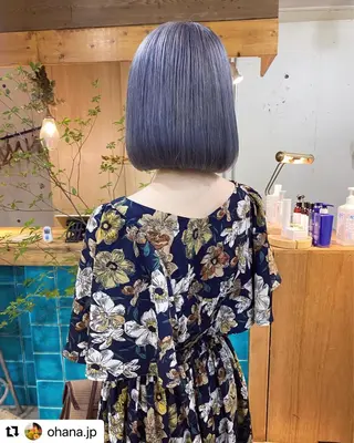 ミディアム カラー パーマ美容師 hanaのヘアスタイル
