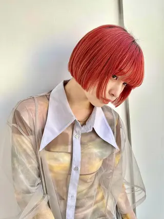 ショート カラー あやめ【顔まわり/レ イヤー/柔らかカラ】のヘアスタイル