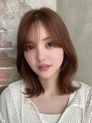 ミディアム カラー 🧡くびれヘア/前髪 顔周り🧡久原結衣のヘアスタイル
