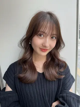 セミロング 新宿/韓国風レイヤー 髪質改善/ジャッキーのヘアスタイル