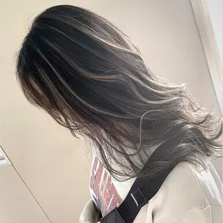 セミロング カラー 松井那津子 /ハイライトブリーチのヘアスタイル