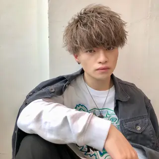 ショート カラー パーマ ヘアアレンジ メンズ キッズ 🟦ニュアンス/メン ズパーマ横浜🟦のヘアスタイル