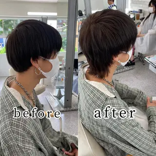 ショート メンズ レイヤーウルフ エクステ磯部のヘアスタイル