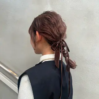 セミロング ヘアアレンジ 透明感カラー、 アレンジ/miyuのヘアスタイル