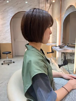 ショート カラー ボブ/巻ける縮毛矯正 /韓国レイヤーはなのヘアスタイル