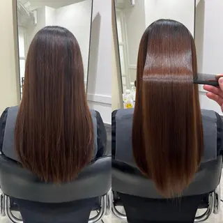 ロング 縮毛矯正/髪質改善 /レイヤー/韓国のヘアスタイル