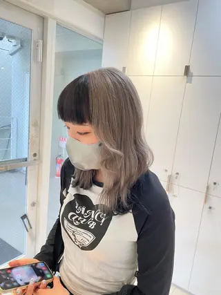 ミディアム カラー ヘアアレンジ 艶髪✨寒色カラー✨ 翁長孝輔のヘアスタイル