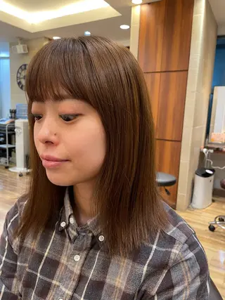 ミディアム カラー HONOKA 縮毛矯正/艶カラーのヘアスタイル