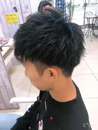 ショート パーマ メンズ 髪質改善× ハイライト溝江のヘアスタイル