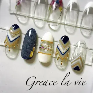 ロング カラー パーマ ヘアアレンジ キッズ ネイル マツエク・マツパ Greace la vie所属・Greace  la vieのネイルデザイン