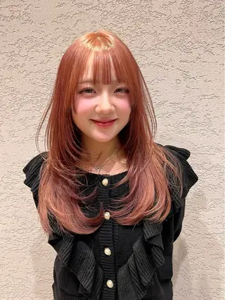 ロング カラー レイヤー/韓国 ハイトーン興津史弥のヘアスタイル