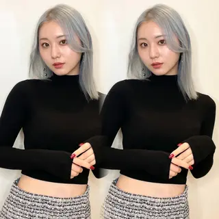 ミディアム カラー ハッシュカット レイヤー池袋のヘアスタイル