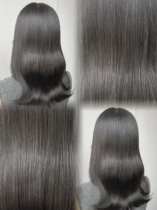 セミロング カラー パーマ ヘアアレンジ メンズ キッズ 🦋韓国レイヤー｜ 透明感グレージュ🦋のヘアスタイル