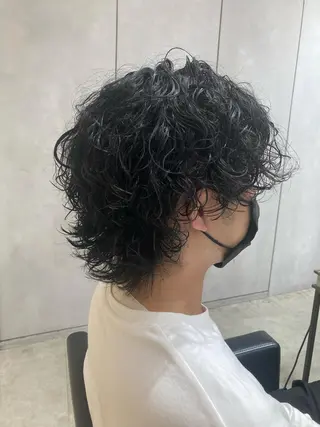 パーマ アイブロウ ✳️ウルフ/メンズ/ スパイラルパーマ✳️のヘアスタイル