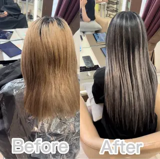 ロング カラー ヘアアレンジ メンズ シールエクステ🎀 羽エクステ🌙しぇるのヘアスタイル