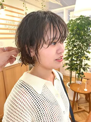 ショート パーマ salowin梅田茶屋町north所属・くがれいじ 梅田/ショート/ボブのヘアスタイル