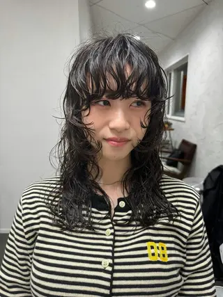 セミロング カラー パーマ hair vaton所属・ヤハタ ダイキのヘアスタイル