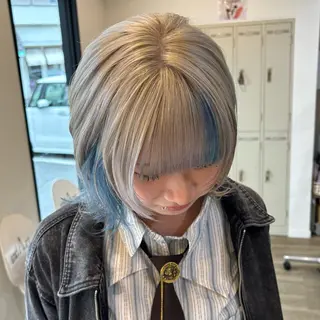 ミディアム 🎀ハイトーン/ 艶カラー/夕月🎀のヘアスタイル