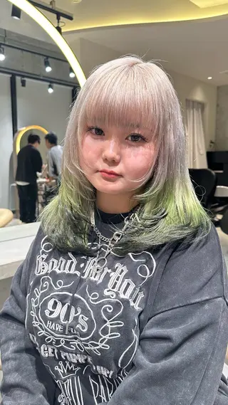 ミディアム カラー ダブルカラー 韓国レイヤーKYONのヘアスタイル