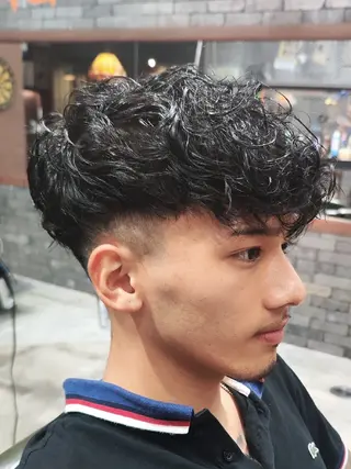 ショート メンズ パーマ FourCornersCutShop3/cent栄フェード刈り上げメンズ専門所属・フェード/パーマ☀ 安部佑希のヘアスタイル