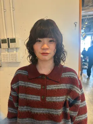 ミディアム カラー パーマ RIN／韓国ヘア レイヤーカットのヘアスタイル