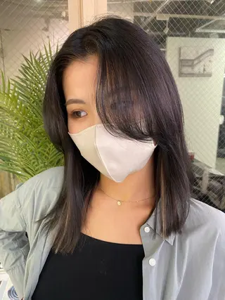 ミディアム ハイトーン&髪質改善 &韓国エクステ🤎のヘアスタイル