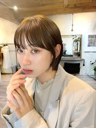 ショート カラー 結べるレイヤーボブ くびれLady表参道のヘアスタイル