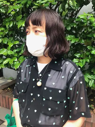 ミディアム カラー パーマ 長井 美佳のヘアスタイル