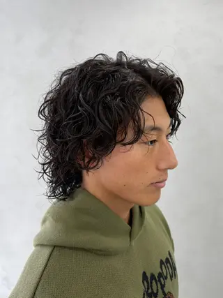 ミディアム 柏/シャドウパーマ/ ナチュラル/颯寿のヘアスタイル