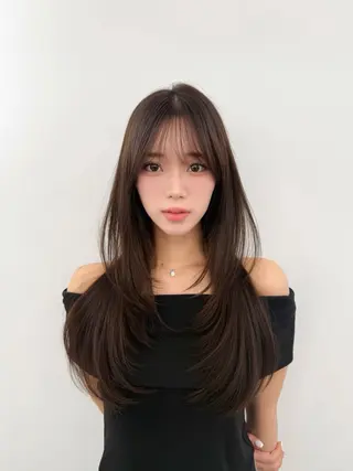 ロング 失敗しない顔まわり× 小顔補正レイヤー難波のヘアスタイル