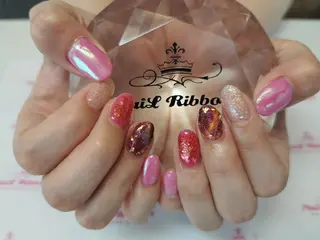 ネイル ネイルリボン 受付スタッフのネイルデザイン
