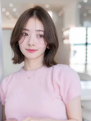 ミディアム カラー 渋谷/レイヤーボブ・ 韓国ボブ特化/楓のヘアスタイル