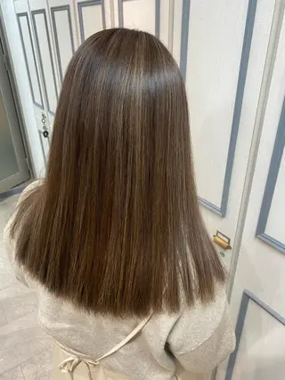 セミロング カラー 🤍韓国風ヘア 柴田真帆🤍のヘアスタイル