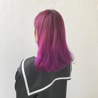 セミロング カラー インナーカラー/天神 ブリーチ/吉田のヘアスタイル