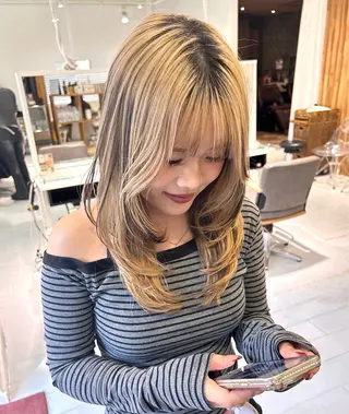 セミロング 韓国ヘア ‎⟡.·KANA🐥のヘアスタイル