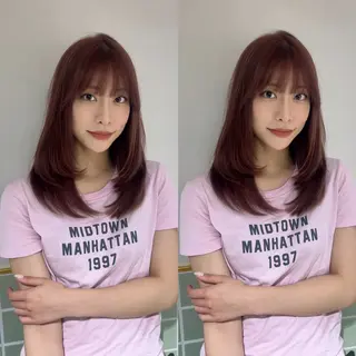 セミロング カラー パーマ キッズ 透明感カラー×艶矯正 カット特化/さくらのヘアスタイル