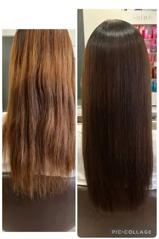 セミロング カラー パーマ ツヤ髪🌕縮毛矯正 長谷川勇人のヘアスタイル