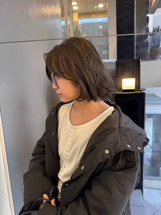 ショート カラー パーマ KOHNO/ブリーチ なし/透明感カラーのヘアスタイル