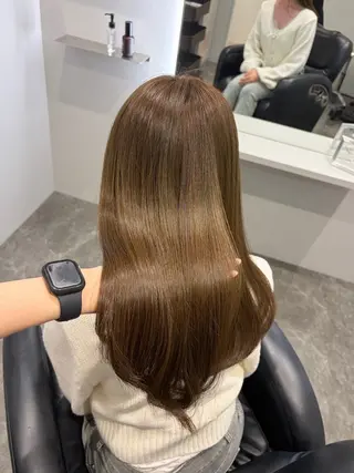 ロング カラー オリーブ/赤み消し 透明感/Akaneのヘアスタイル