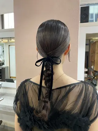 セミロング ヘアアレンジ 韓国風パーマ/ヘア セット/店長みづきのヘアスタイル