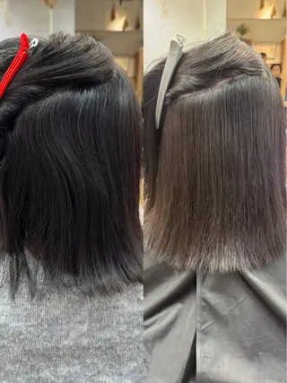 ミディアム パーマ 縮毛矯正/艶髪カラー ヘアアレンジ/ひふみのヘアスタイル