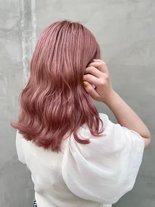 セミロング カラー ブリーチなしカラー ダブルカラーエクステのヘアスタイル