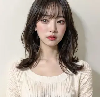 ロング カラー コウ チホウのヘアスタイル