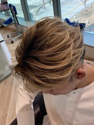 ショート カラー パーマ メンズ特化/フェザー /パーマ/伊勢元のヘアスタイル