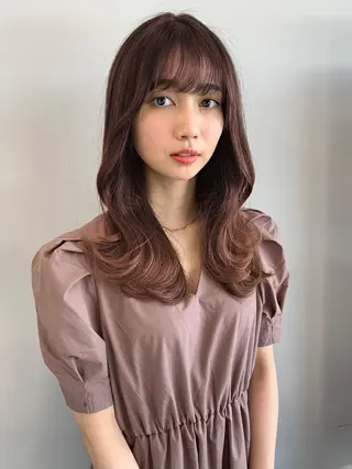 ミディアム カラー 透明感/オリーブ/ グレージュ/YUKAのヘアスタイル