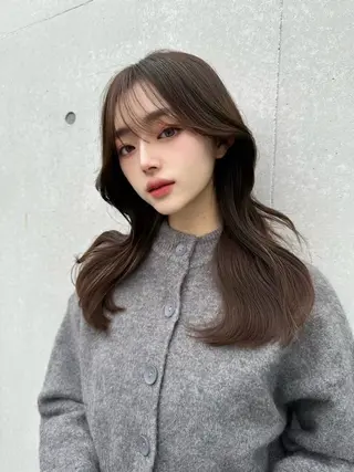 セミロング カラー 赤み消し韓国ヘア レイヤー縮毛🤍渡邉のヘアスタイル