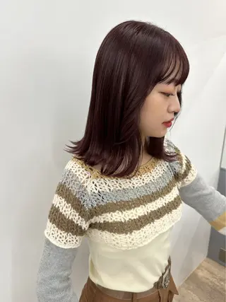 ミディアム カラー 顔まわりカット/艶髪 カラー✨けいとのヘアスタイル