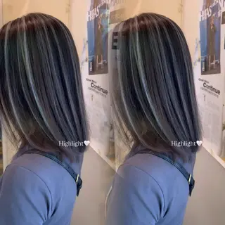 セミロング カラー ハイトーンカラー/エ クステ/デザインのヘアスタイル