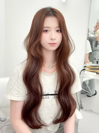 ロング カラー 韓国ヘア/レイヤー/ 顔まわり足立遥奈のヘアスタイル