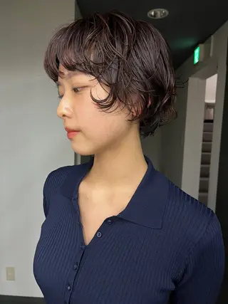 ショート レイヤー/ケアパーマ /ニュアンス/モードのヘアスタイル